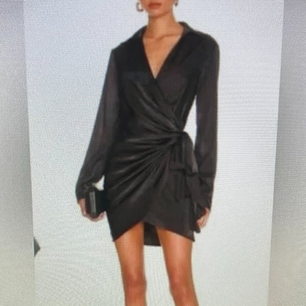 House of Harlow NWOT Satin Wrap Tie Mini Dress Women Size Small